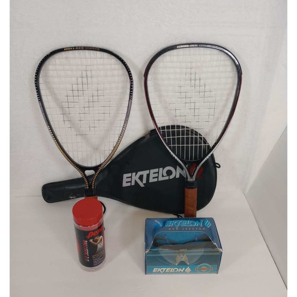 Ektelon Racquetball Set Axis Excel Graphite Racquets Case Penn Balls Goggles